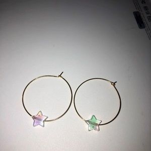 Handmade Iridescent Star Hoops